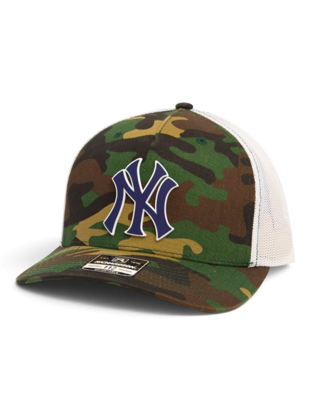 New York Yankees NY Navy 3D Snapback Trucker Hat- Army Camo/ White